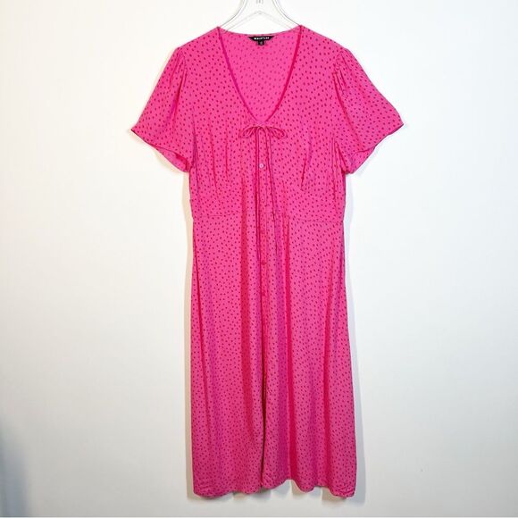 Whistles Women’s Size 14 Pink Red Polka Dot Heidi Spot Print Midi Dress - Picture 8 of 15